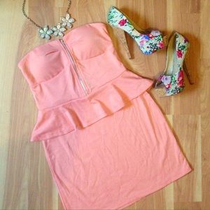 Coral peplum dress