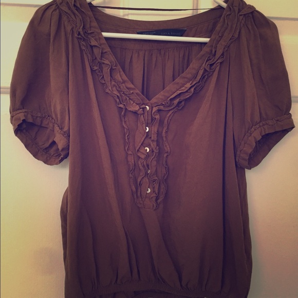 Zara brown crop top blouse