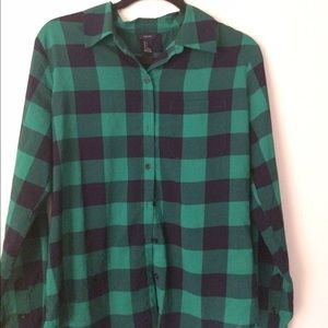 Sheer Buffalo Plaid Button Down