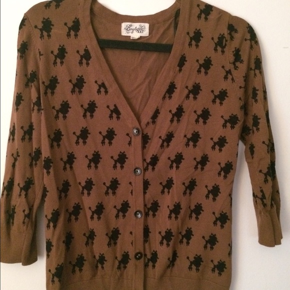Brown Poodle Print Cardigan
