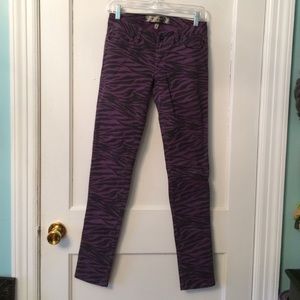Purple zebra skinny jeans