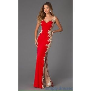 Jovani by JVN Prom Dress in Red/Nude no. jvn99392