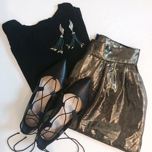 Tibi Gold Mini Skirt