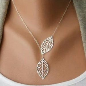 Silver Two Leaf Necklace