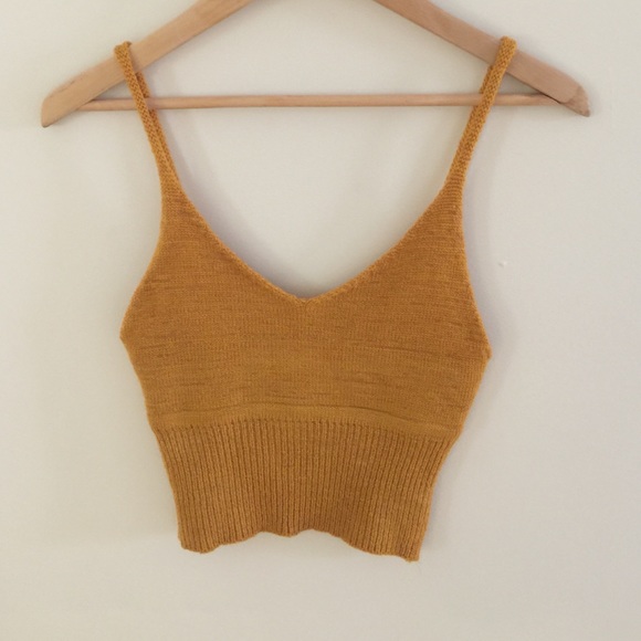 💛mustard yellow knitted crop/tank 💛