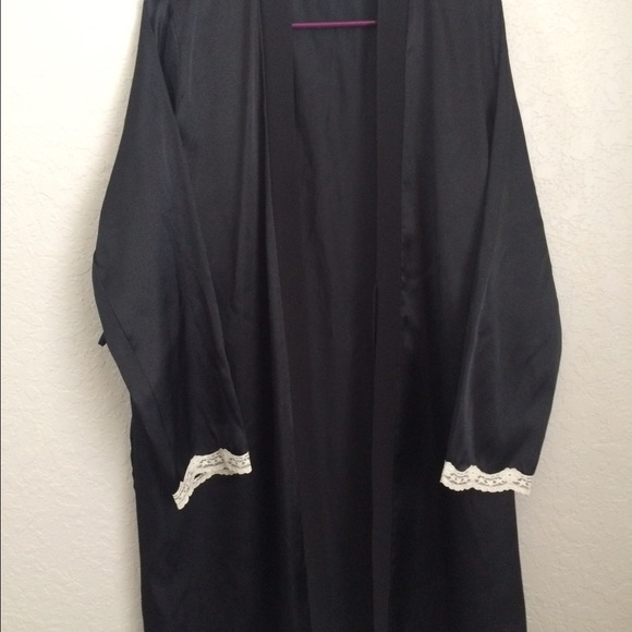 Black silky robe