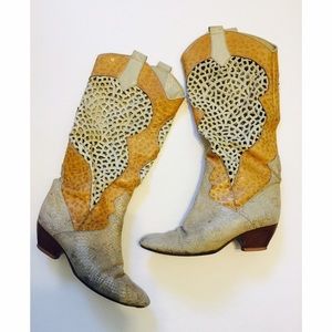 Vintage Leather and Snakeskin Cowboy Boots