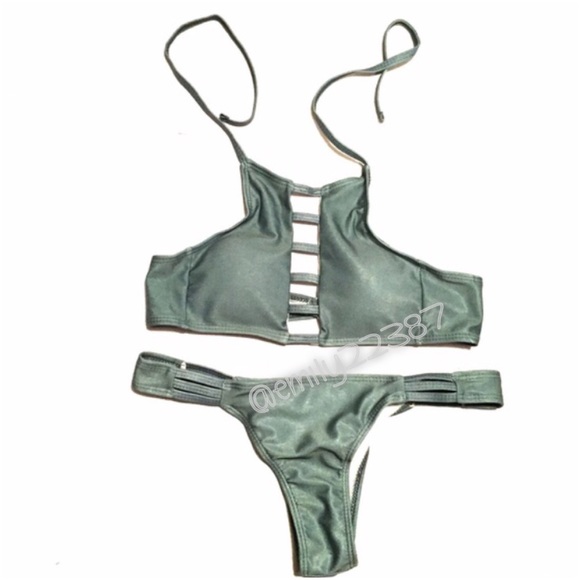 Strappy Green Bikini - Picture 2 of 4