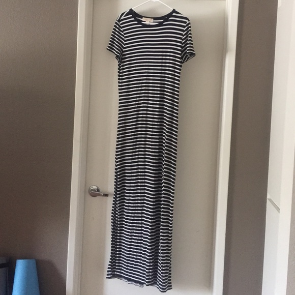 SOLD-Michael Kors Striped T-shirt Maxi dress