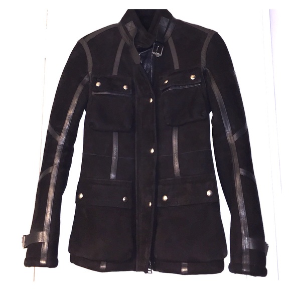 Black suede with leather detail Belstaff Coat