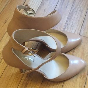Nine West Ankle Strap Nude Pumps