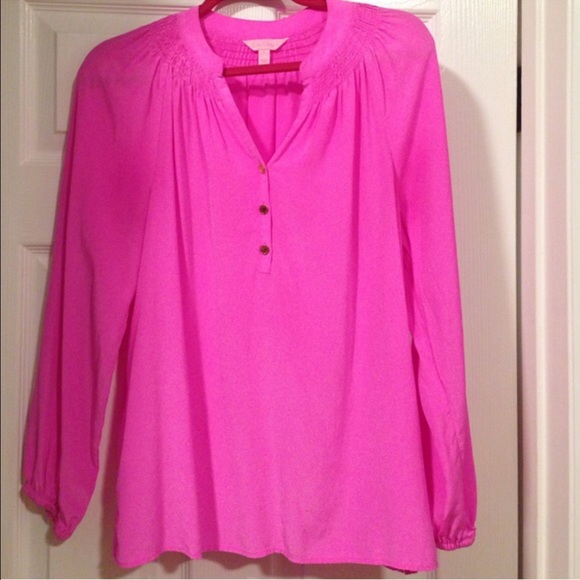 Lilly Pulitzer Elsa Silk Pink Top. Small