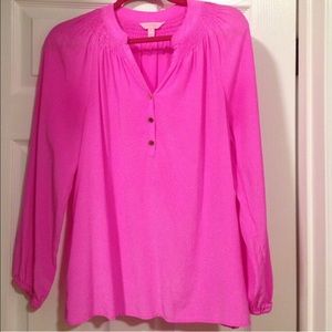 Lilly Pulitzer Elsa Silk Pink Top. Small