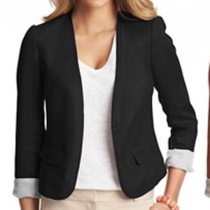 LOFT Puff Sleeve Herringbone Linen Jacket!