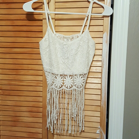 NWT White Festival Lace Flower Crop top