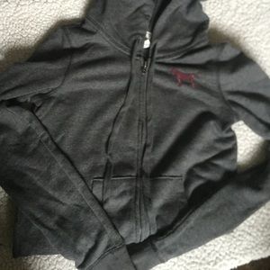 ✨SOLD✨VICTORIA SECRET hooded zip up in a dark gray