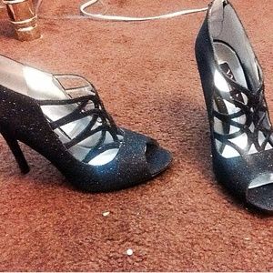 Black Glitter High Heels