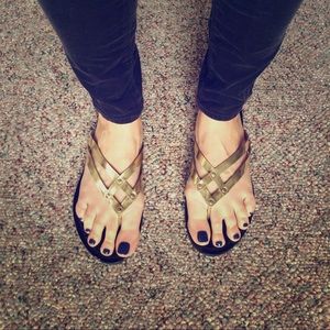 Cole Haan gold thong sandals