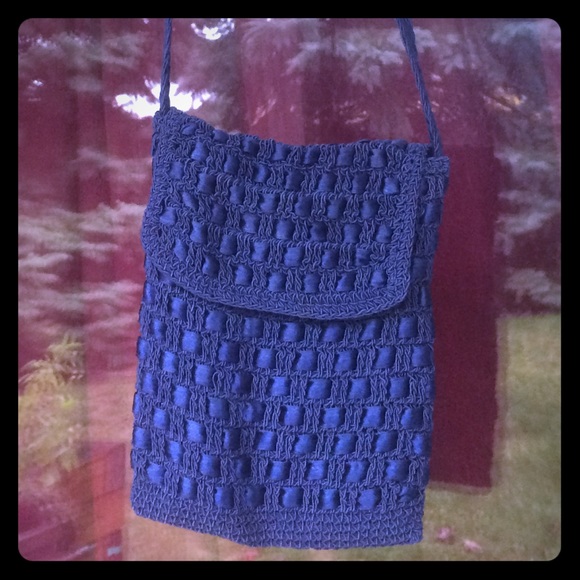 🍂SALE‼️ French Blue ribbon-woven purse