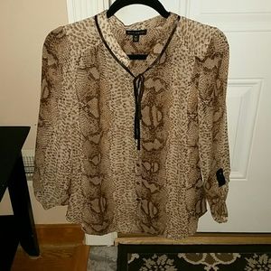 Sheer snakeskin print blouse