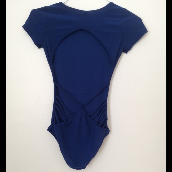 WTD, Blue, open back body suit with hip cording - Picture 4 of 4