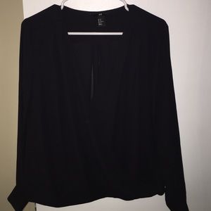 Black wrap blouse