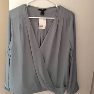 Blue/grey wrap blouse by H&M