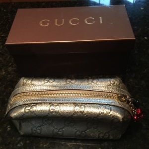 Authentic Gucci guccissima leather cosmetic case