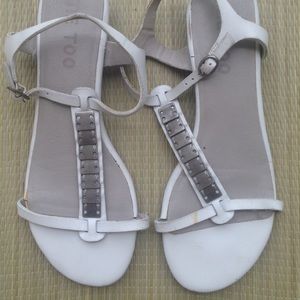 Me too white leather sandals