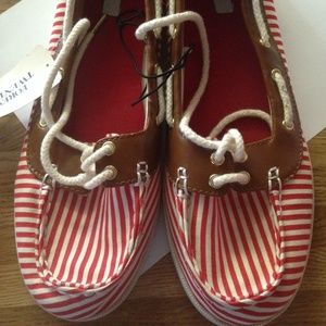 Red and white shoes