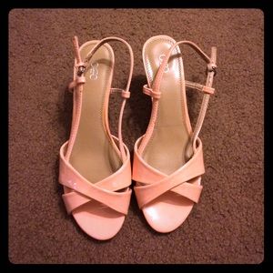 peach pink short heels