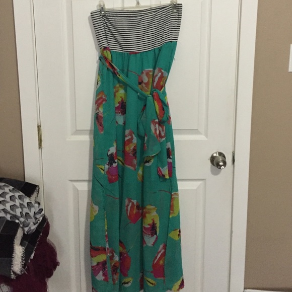 Teal and Striped Maxi