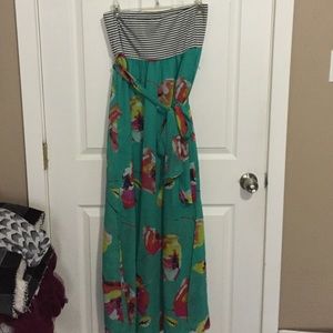 Teal and Striped Maxi