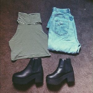 ☄ black platform booties ☄