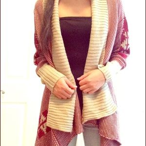 Red and Cream Cozy Sweater Cardigan- NWT