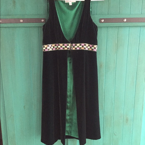 Velvet Jeweled Long Vest - Picture 1 of 4