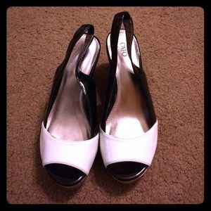 Black and White heels, new without tags