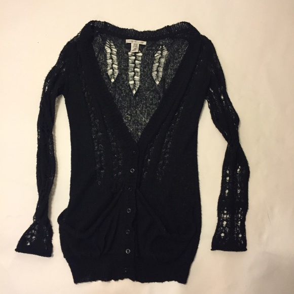 Long black knitted sweater, size S