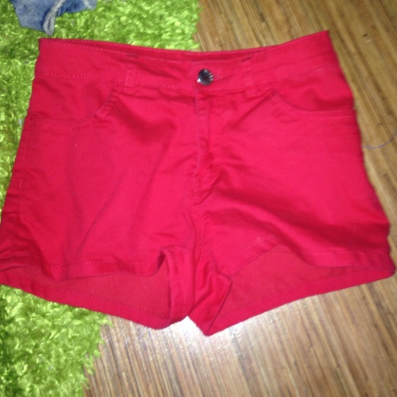 Red High Waisted Shorts