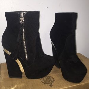Black Suede Platform Booties