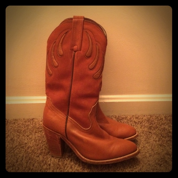 Vintage 1970's FRYE brown cowboy boots