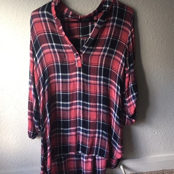 Pink and navy hi-lo flannel