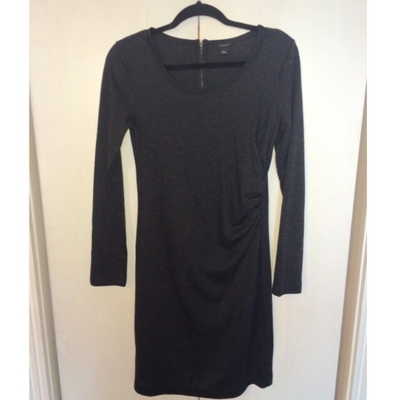 Ann Taylor Charcoal Gray Side Shirred Dress