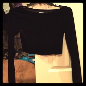 velvet long sleeved crop top