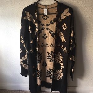 Black and Tan patterned cardigan