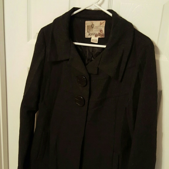 Kensie 2 Button Drape Deep Grey Coat Size 10
