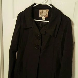 Kensie 2 Button Drape Deep Grey Coat Size 10