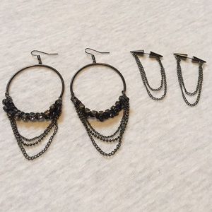 Gunmetal tone earring bundle