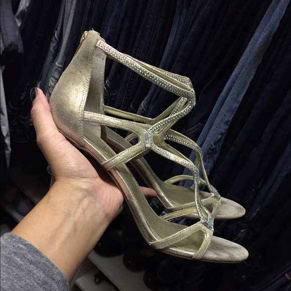 Ivanka Trump- Caged Light champagne/gold  heels - Picture 3 of 6