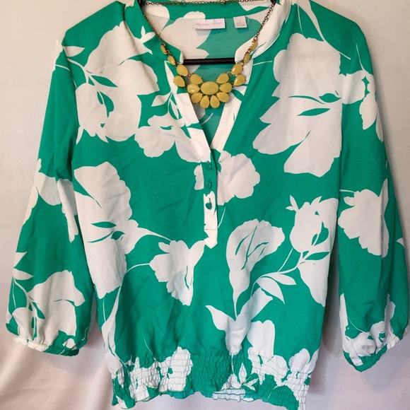 New York and Company, teal and white blouse